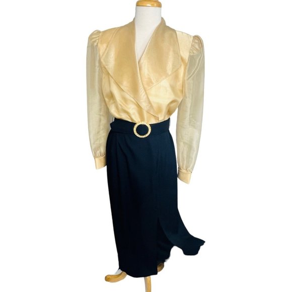 J.R. Nites by Caliendo Vintage  Evening Dress Gold & Black Size 7/8 - Picture 13 of 13